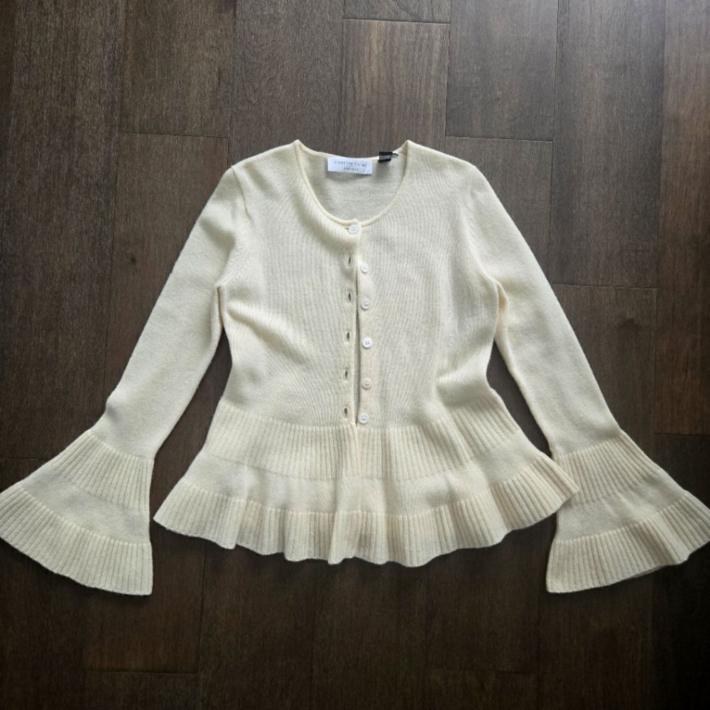Charles Nolan Peplum Wool Cardigan Sweater size M 8